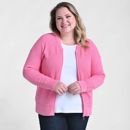 Christopher & Banks Zip Front Long Sleeve Sweater