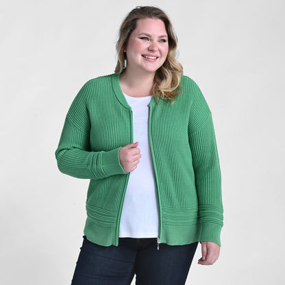 Christopher & Banks Zip Front Long Sleeve Sweater