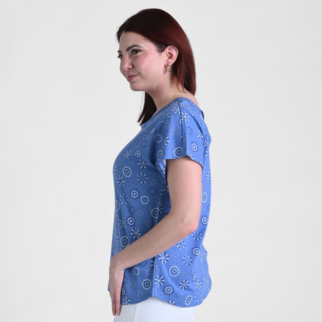 Christopher & Banks Printed Lattice Back Short Sleeve Tee