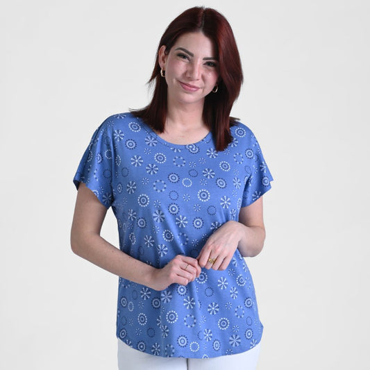 Christopher & Banks Printed Lattice Back Short Sleeve Tee