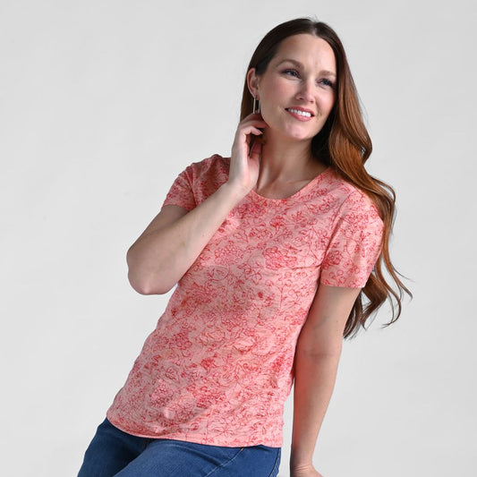 Christopher & Banks Floral Print Side Cinched Short Sleeve Tee