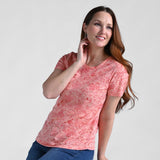 Christopher & Banks Floral Print Side Cinched Short Sleeve Tee