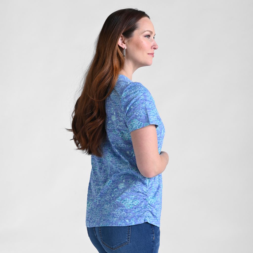 Christopher & Banks Floral Print Side Cinched Short Sleeve Tee