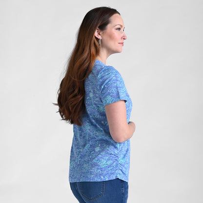 Christopher & Banks Floral Print Side Cinched Short Sleeve Tee