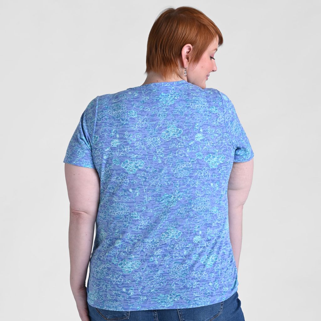 Christopher & Banks Floral Print Side Cinched Short Sleeve Tee