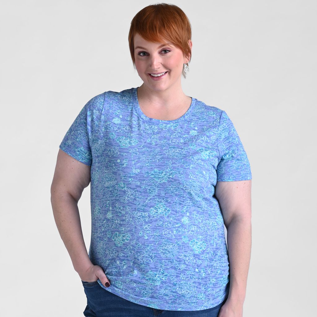 Christopher & Banks Floral Print Side Cinched Short Sleeve Tee