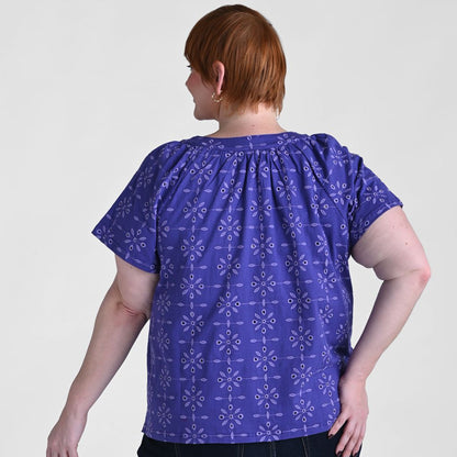 Christopher & Banks Embroidered Eyelet Notch Neck Top