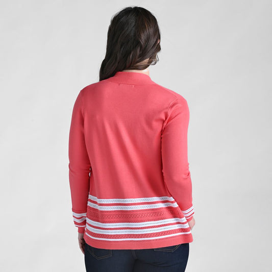 Christopher & Banks Border Striped Long Sleeve Cardigan