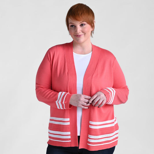 Christopher & Banks Border Striped Long Sleeve Cardigan