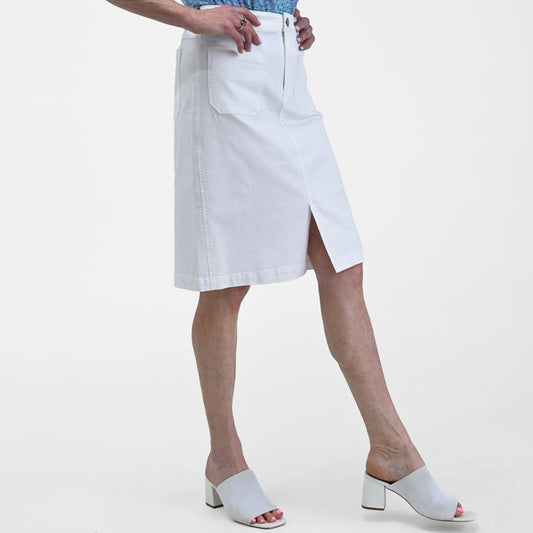 Christopher & Banks White Knee Length A-Line Denim Skirt