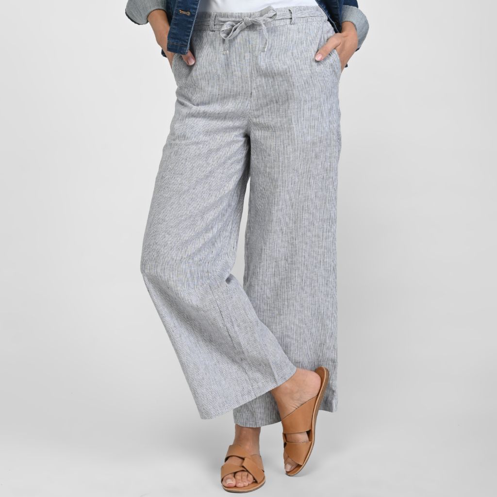Christopher & Banks Pinstripe Linen Blend Relaxed Pant