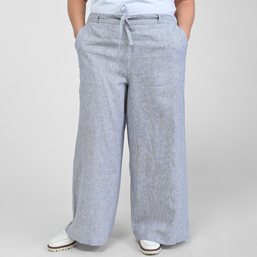 Christopher & Banks Pinstripe Linen Blend Relaxed Pant