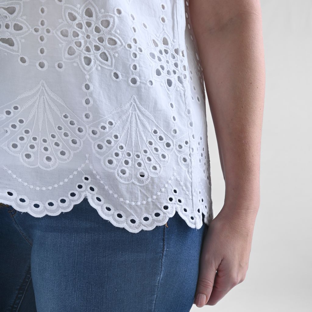 Christopher & Banks Eyelet Tie Neck Sleeveless Blouse