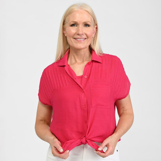 Christopher & Banks Tie Detail Dolman Sleeve Button Up Shirt