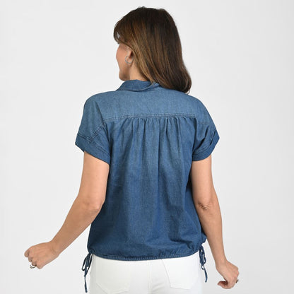 Christopher & Banks Drawstring Waist Short Sleeve Shirt