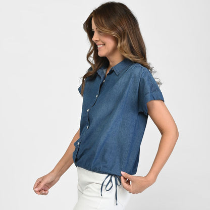 Christopher & Banks Drawstring Waist Short Sleeve Shirt