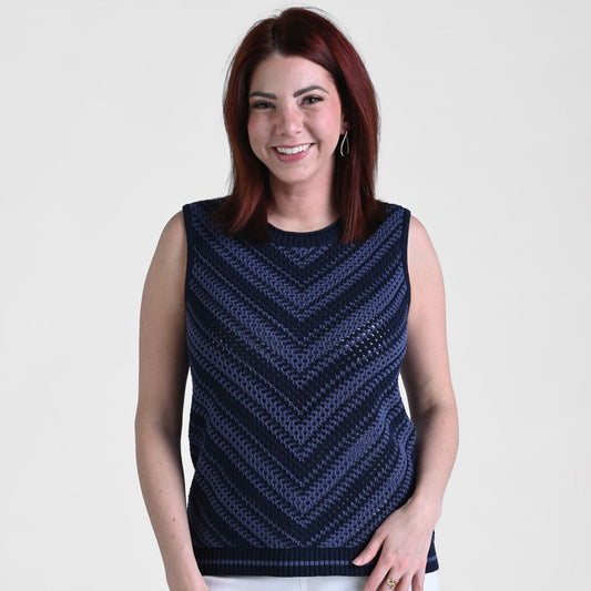 Christopher & Banks Chevron Stripe Sleeveless Sweater
