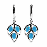 Sterling Silver Sleeping Beauty Turquoise Floral Drop Earrings