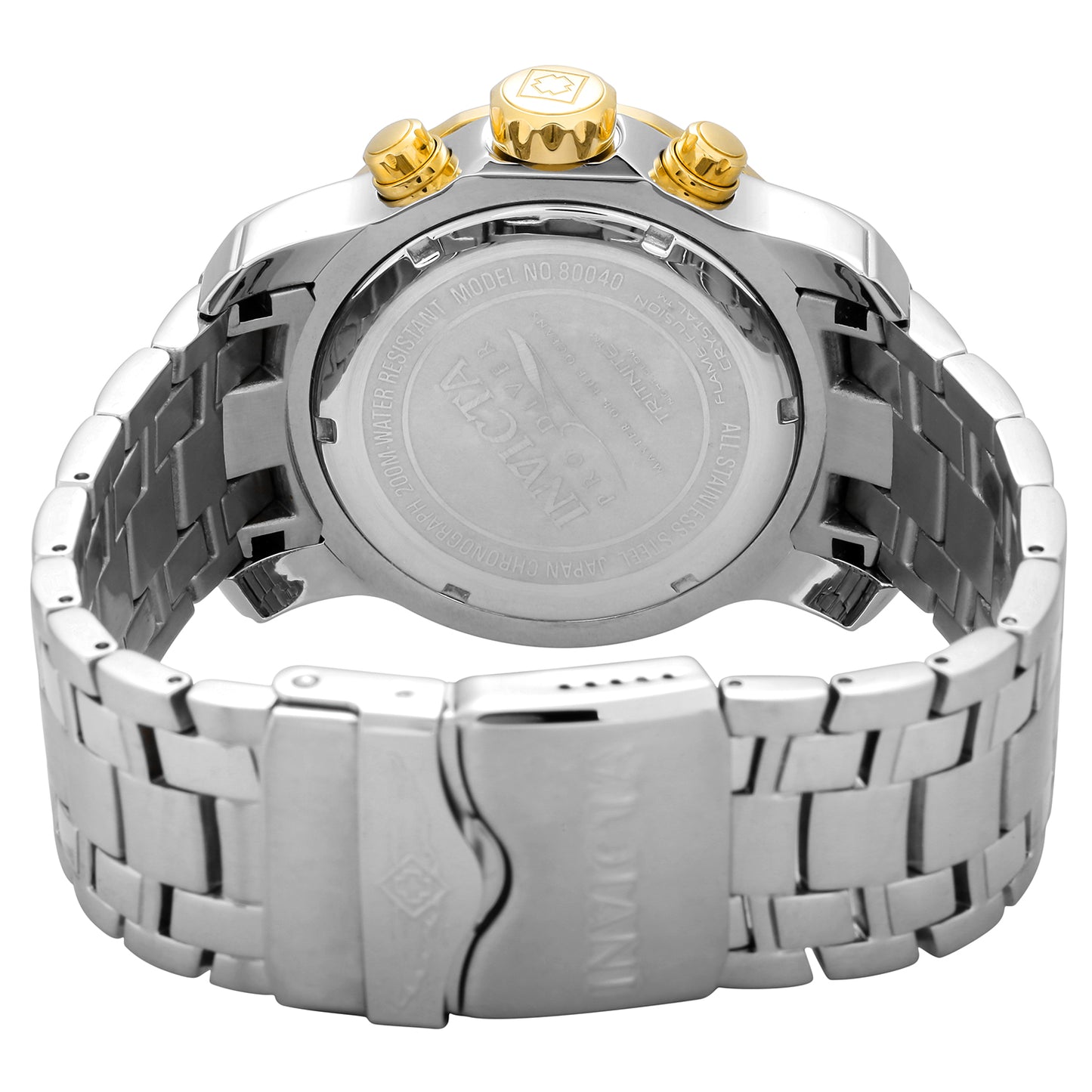Invicta Men's 48mm Pro Diver Scuba Quartz Chrono Silvertone Black Bezel Bracelet Watch