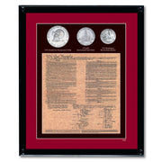 Framed U.S. Constitution Replica with All 3 Bicentennial Coins
