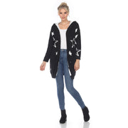 White Mark Women's Stars Hooded Open Front Sherpa Coat