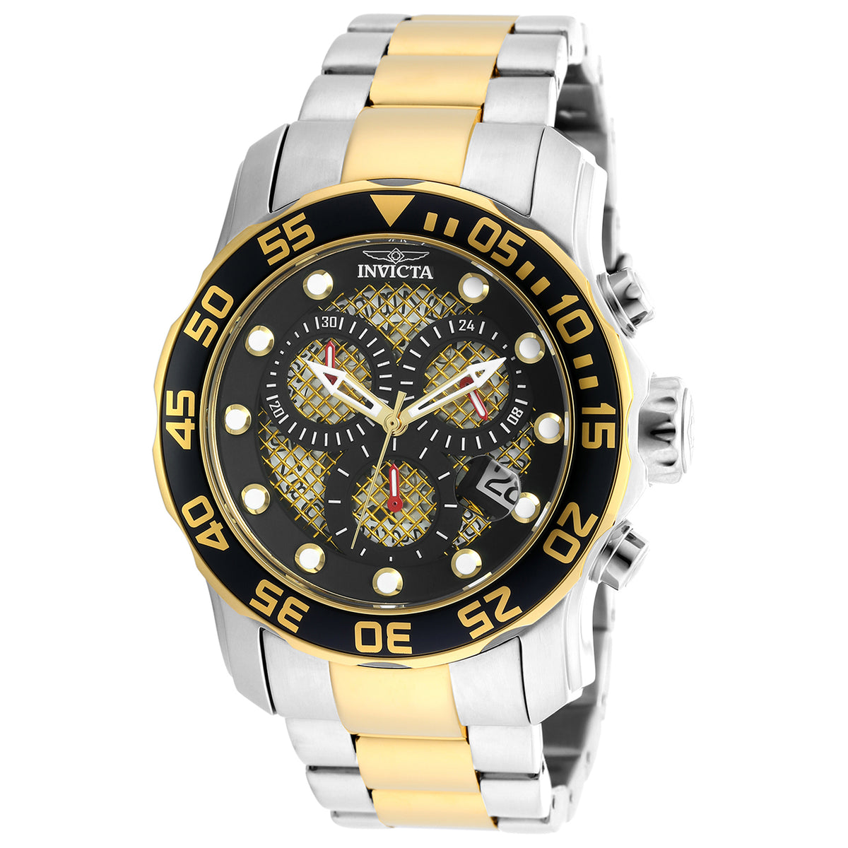 Invicta Men's 48mm Pro Diver Scuba Quartz Chronograph Grid Dial Bracelet Watch