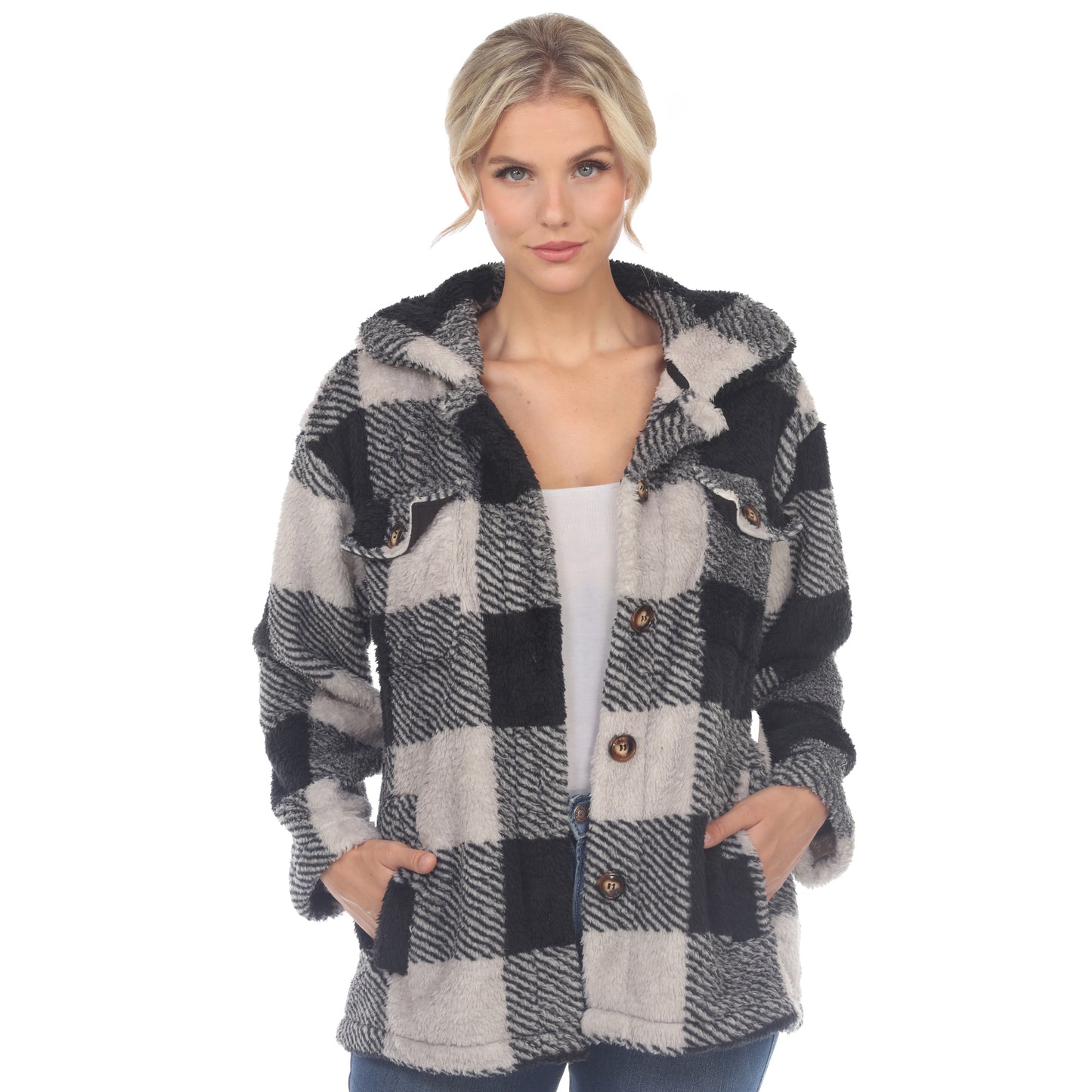 White Mark Women's Plaid Shacket