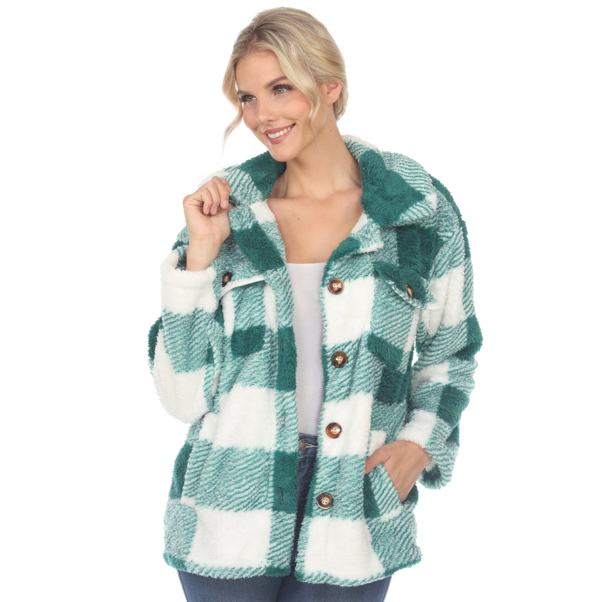 White Mark Women's Plaid Shacket
