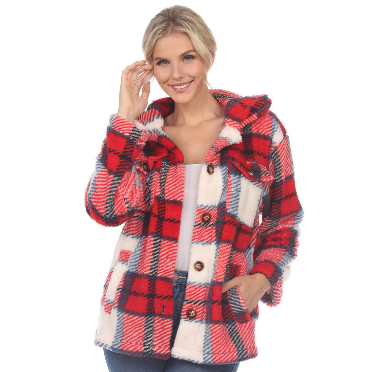 White Mark Women's Plaid Shacket