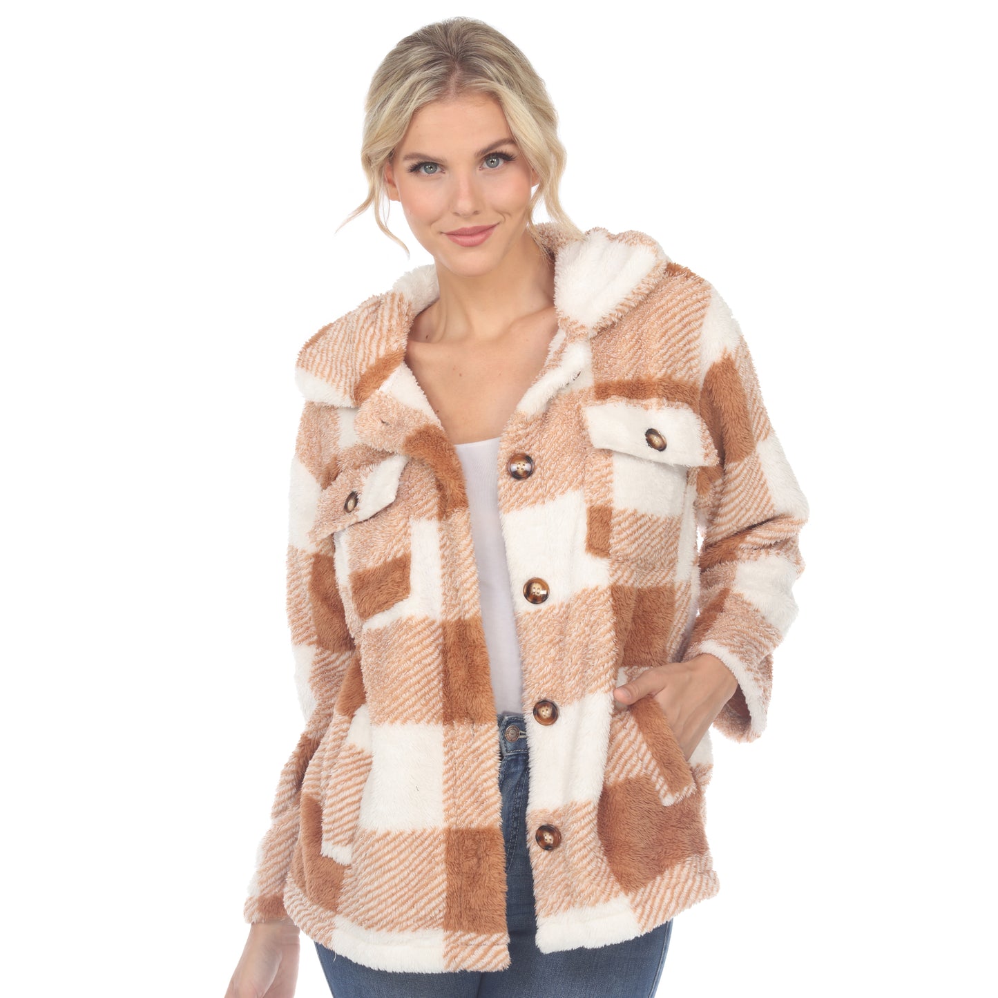 White Mark Women's Plaid Shacket
