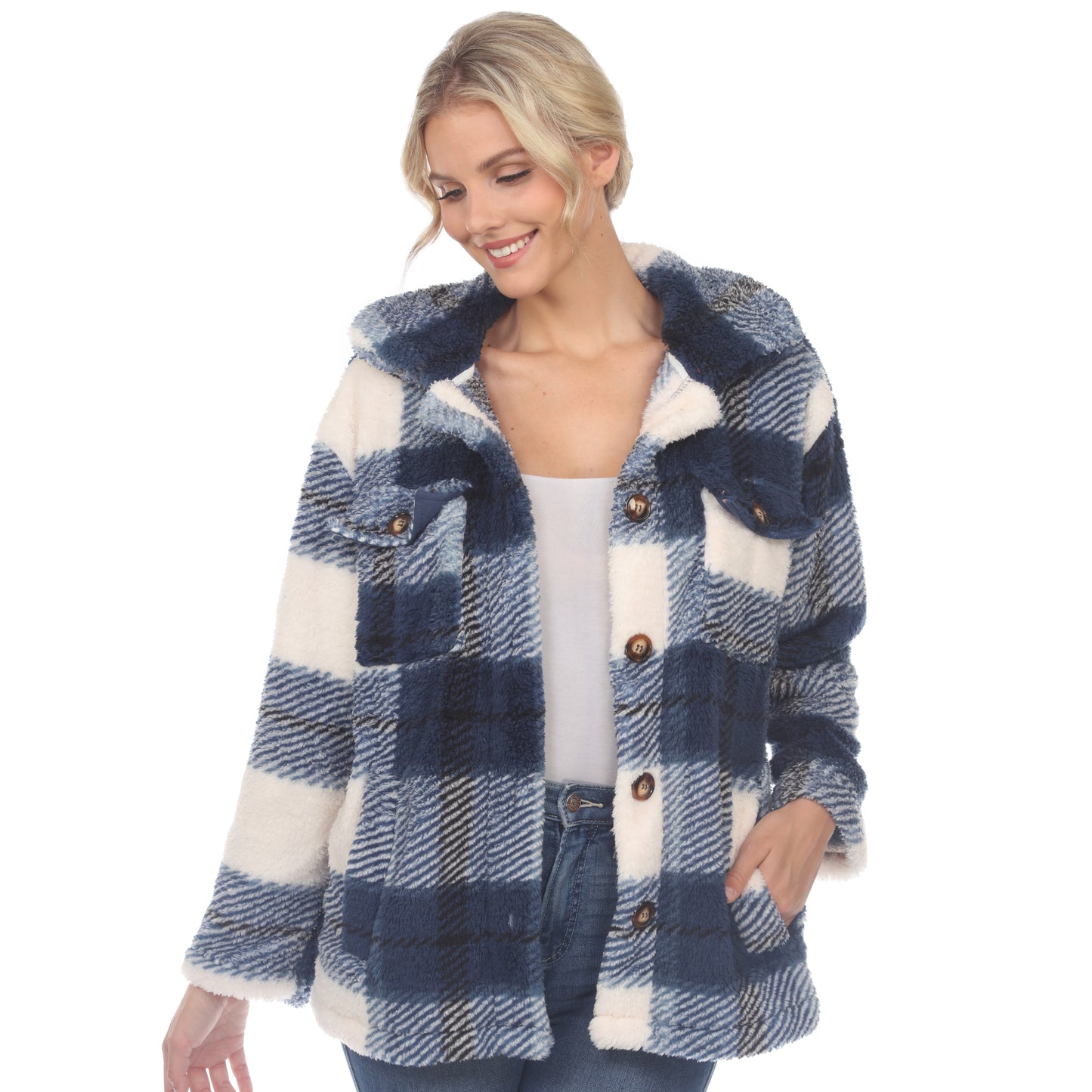 White Mark Women's Plaid Shacket
