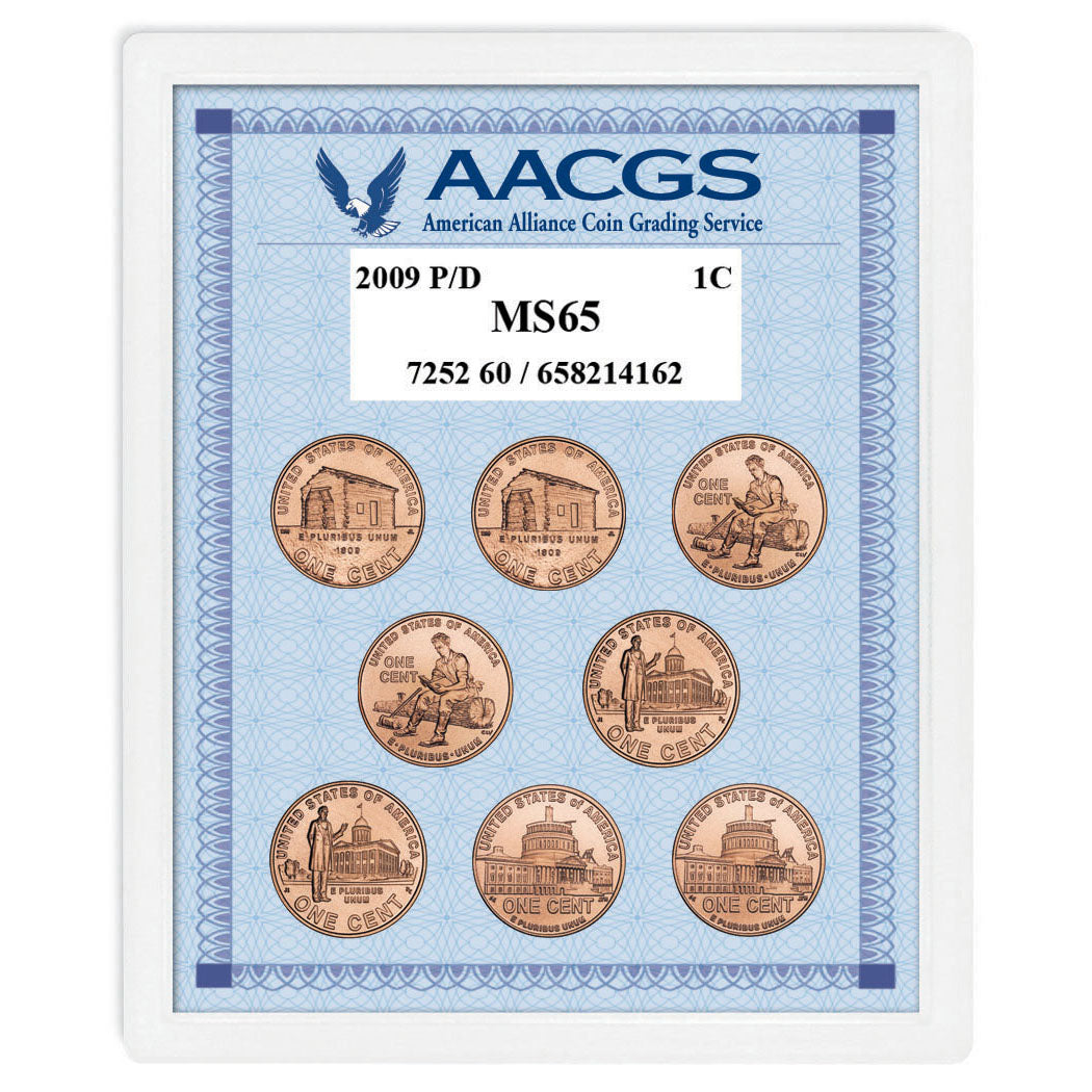 2009 Philadelphia & Denver Lincoln Bicentennial Pennies Graded MS65