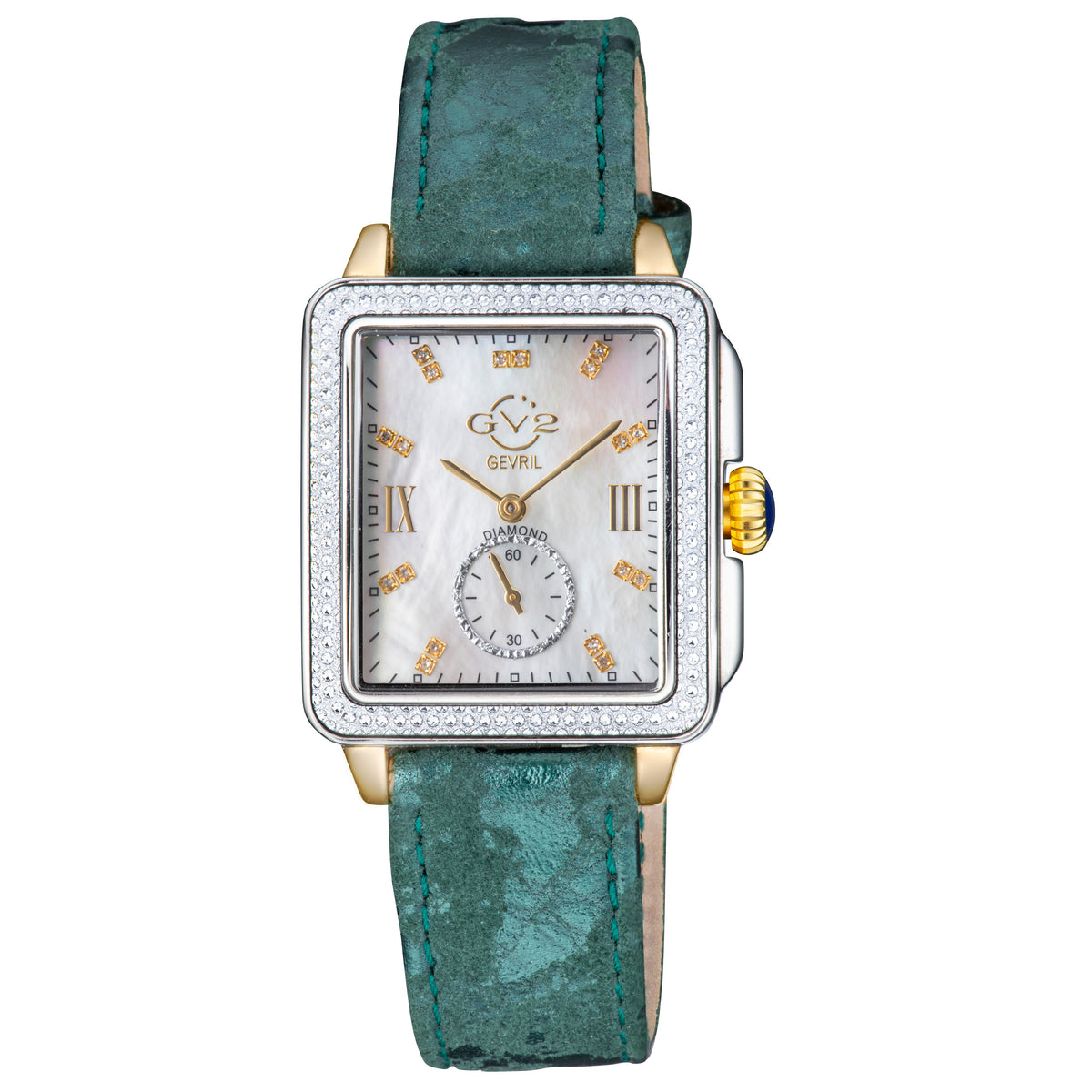 GV2 by Gevril Women's 34mm Bari Swiss Quartz Diamond Tortoise Leather Strap Watch