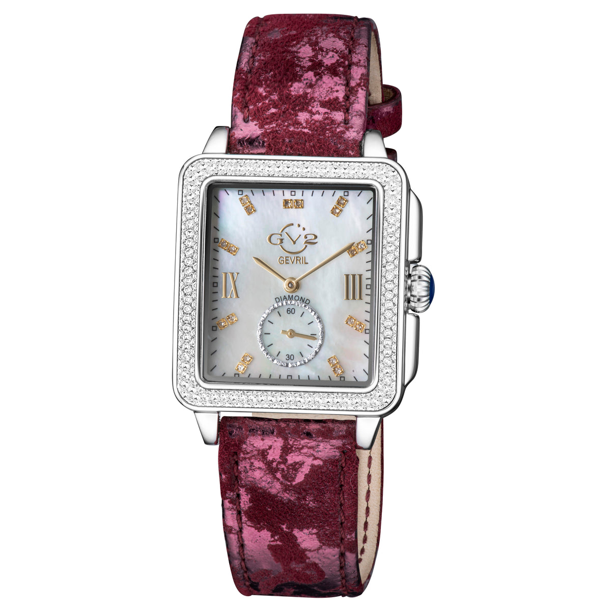 GV2 by Gevril Women's 34mm Bari Swiss Quartz Diamond Tortoise Leather Strap Watch