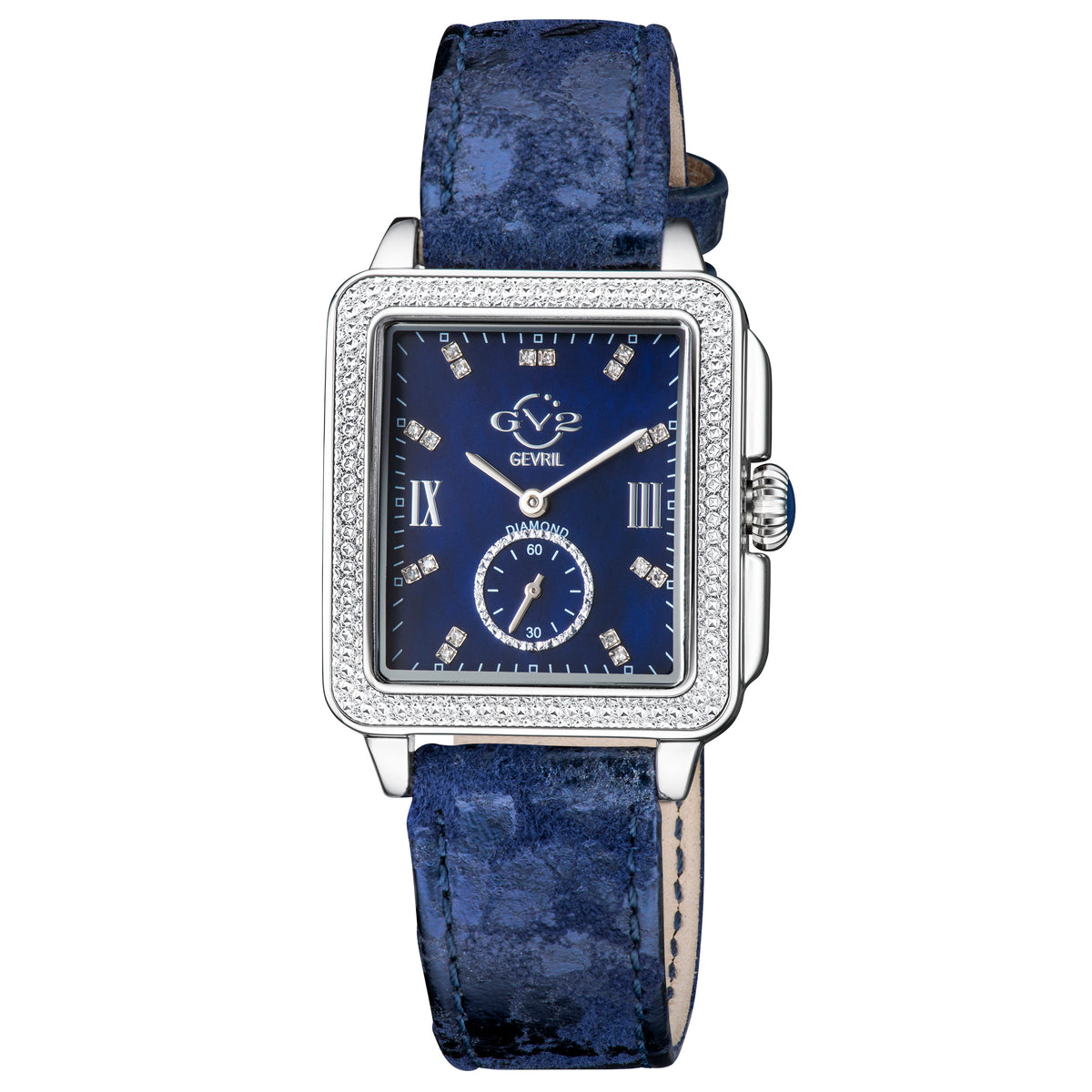 GV2 by Gevril Women's 34mm Bari Swiss Quartz Diamond Tortoise Leather Strap Watch