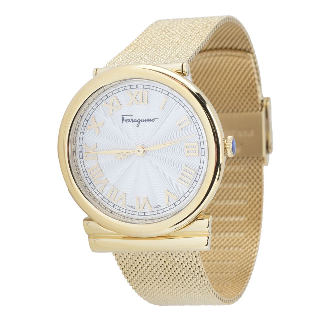 Ferragamo Women's Gancini Swiss Made Quartz Mesh Bracelet Watch
