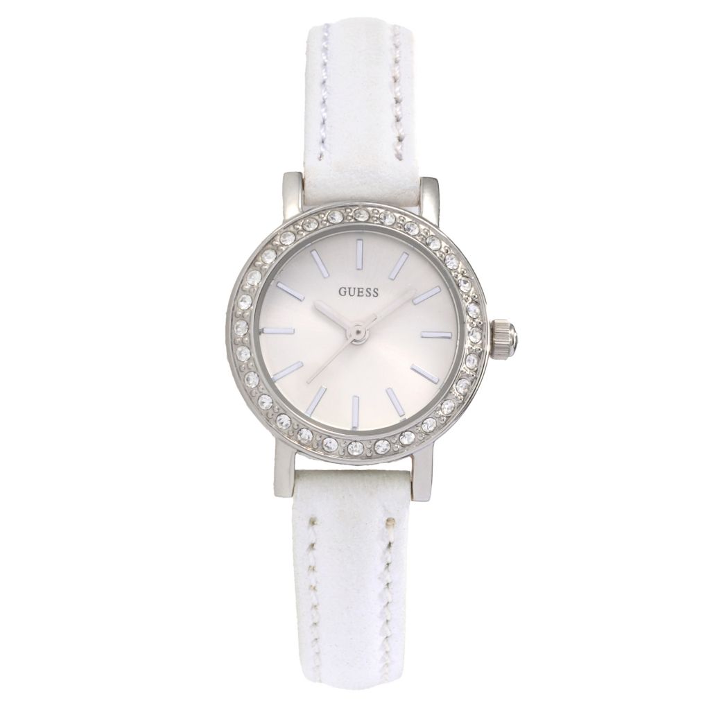 Guess Women's Petite Quartz Crystal Accented Strap Watch