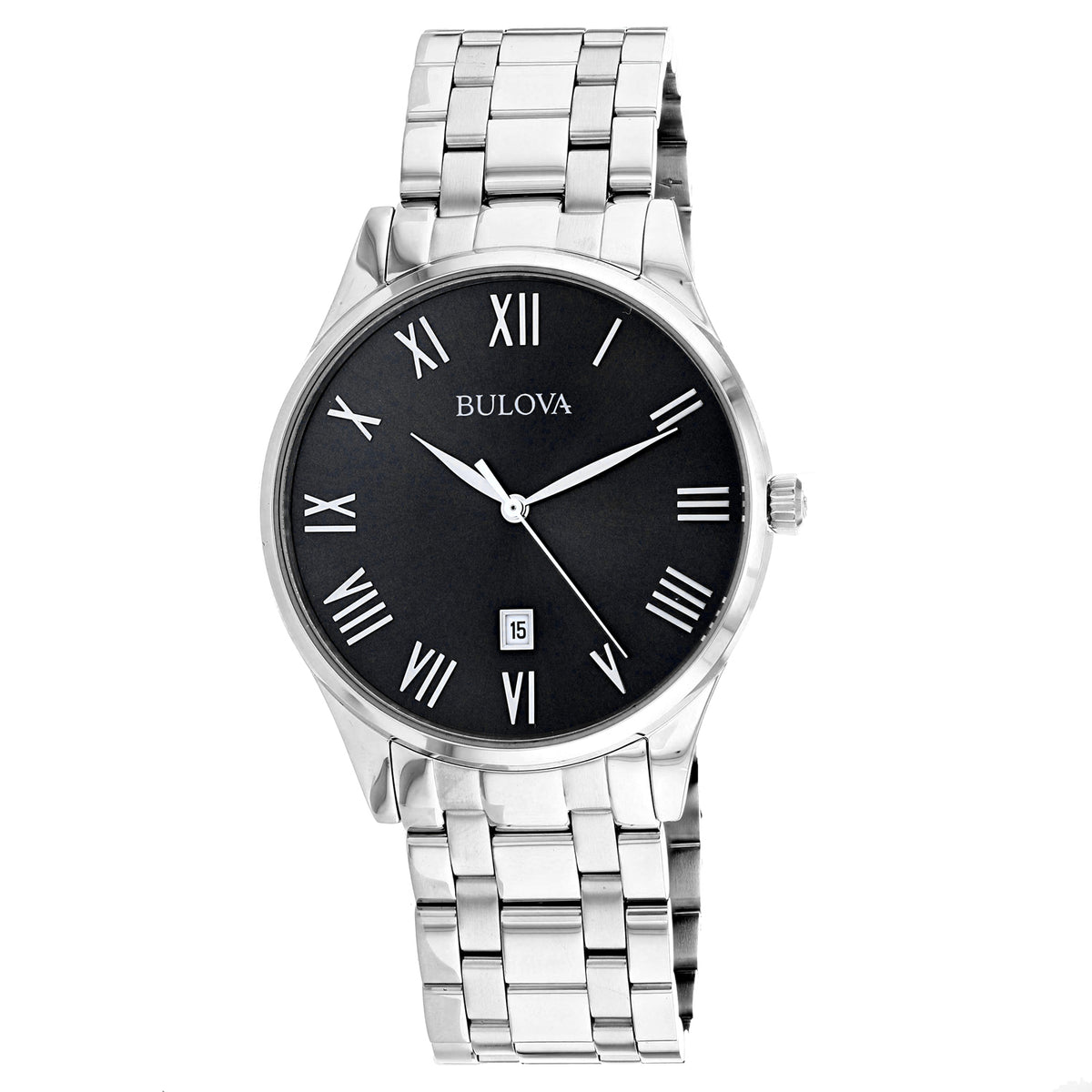 Bulova Men's Classic 40mm Quartz Black Date Bracelet Watch