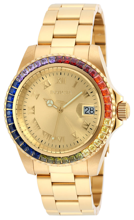 Invicta Women's 40mm Angel Quartz Rainbow Ombre Crystal Goldtone Bracelet Watch