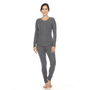 White Mark Women's 2-Piece Waffle Pajama Set