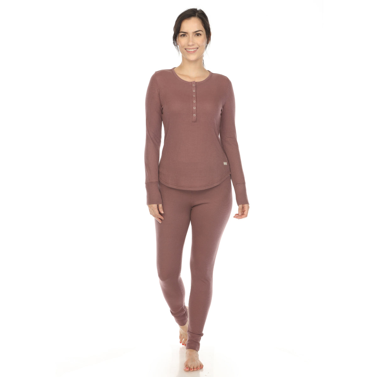 White Mark Women's 2-Piece Waffle Pajama Set