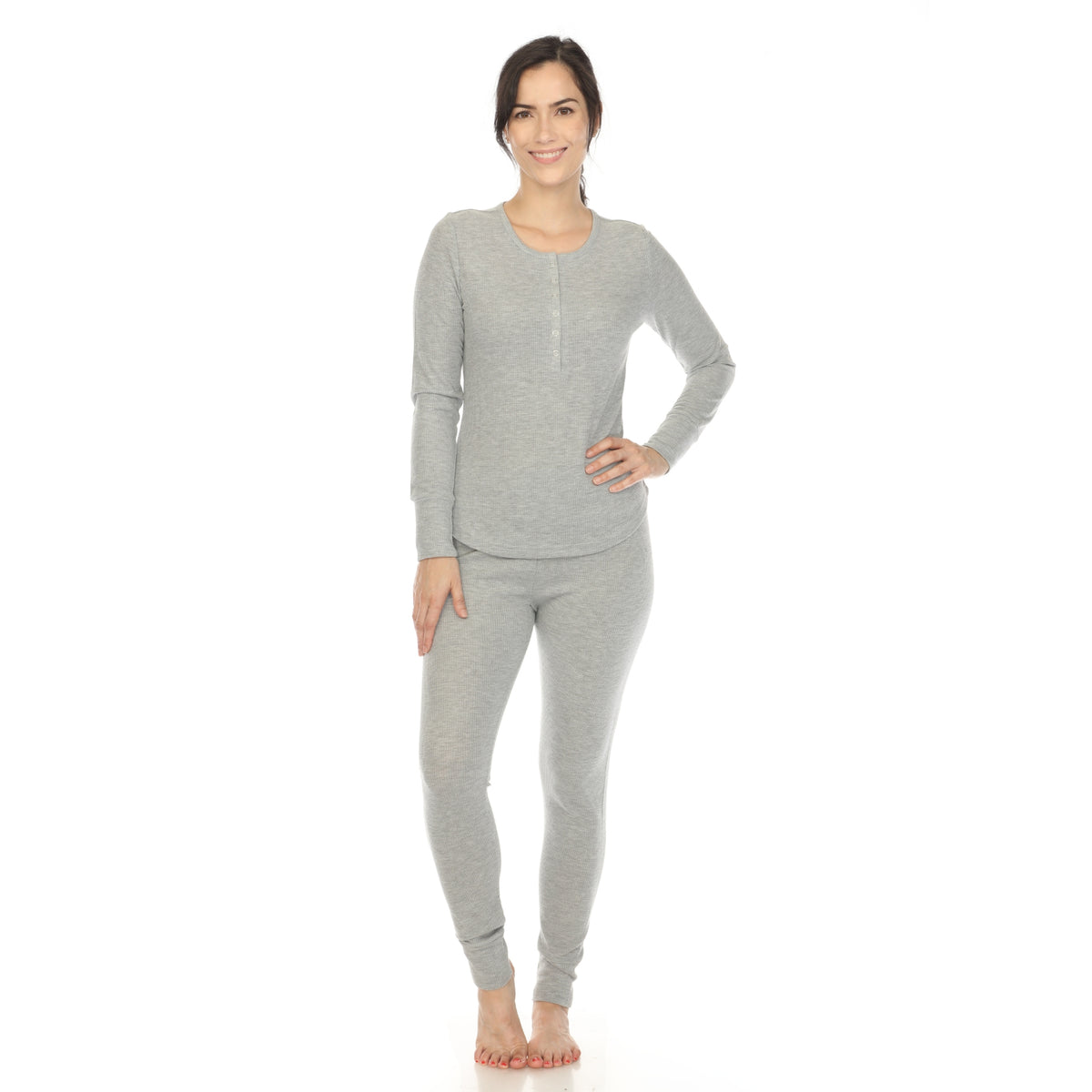 White Mark Women's 2-Piece Waffle Pajama Set