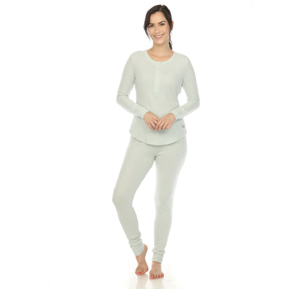 White Mark Women's 2-Piece Waffle Pajama Set