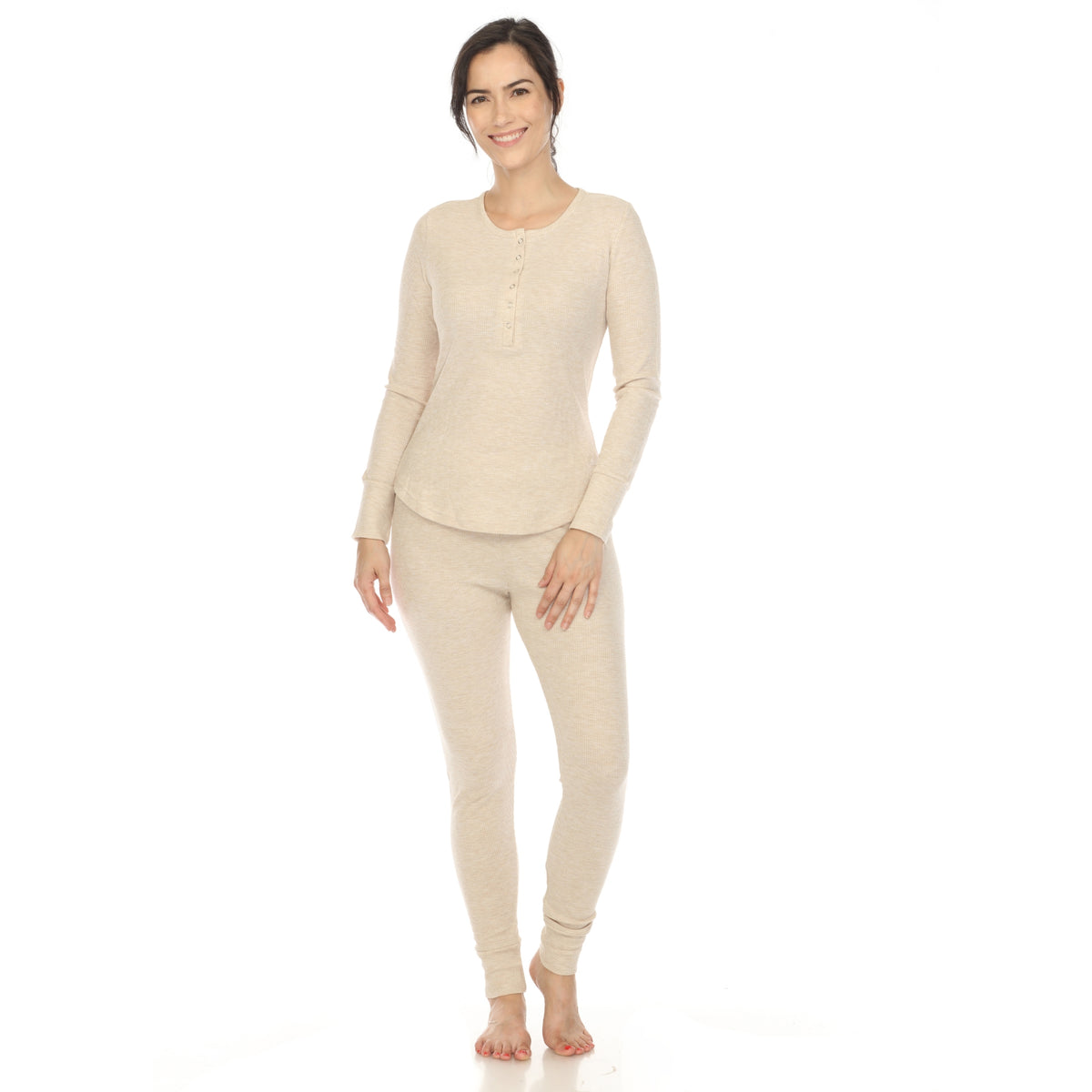 White Mark Women's 2-Piece Waffle Pajama Set