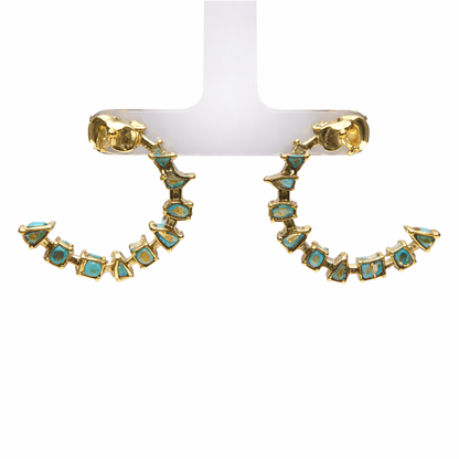 Sterling Silver Multi-Shape Sleeping Beauty Turquoise Forward Facing Hoop Earrings