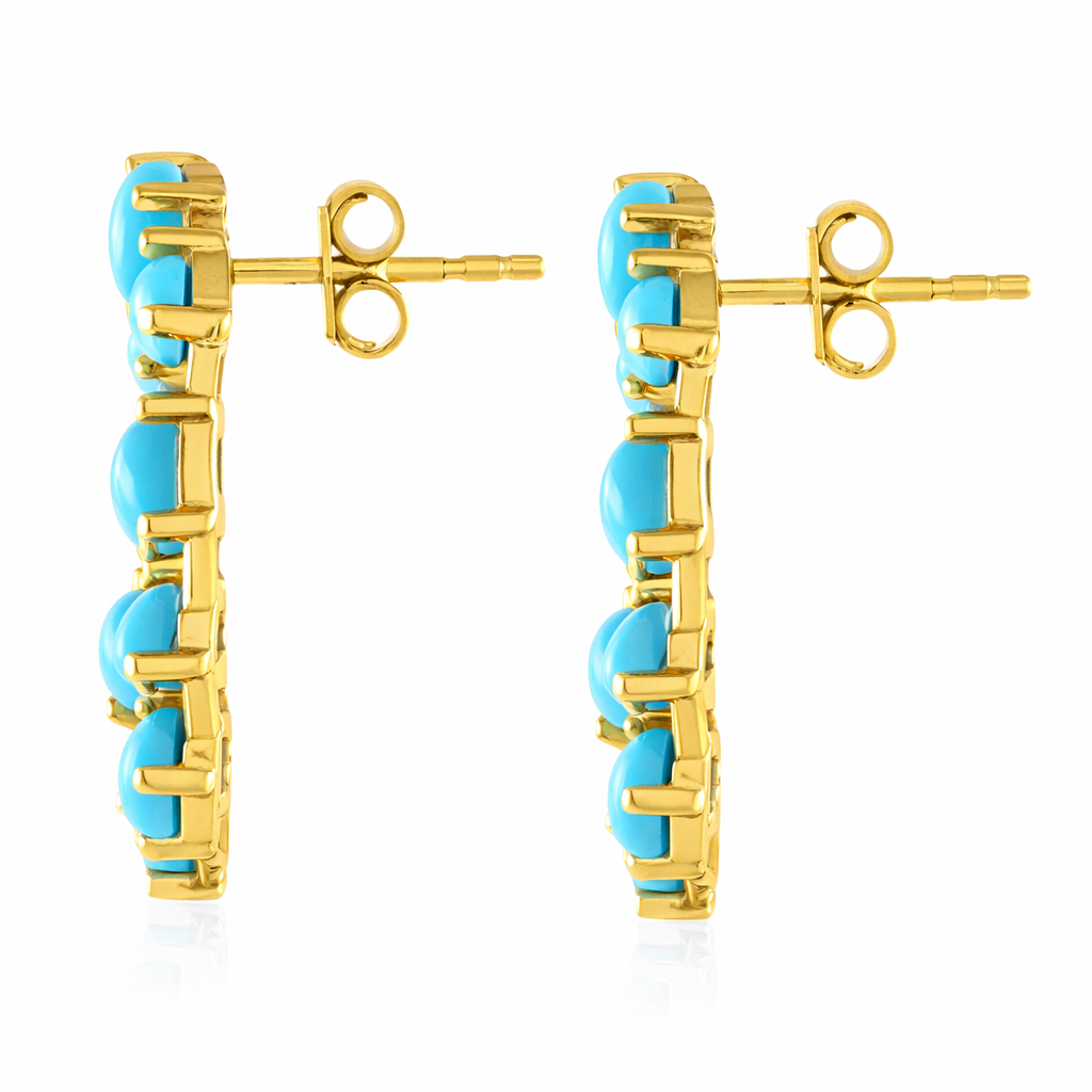 Sterling Silver Multi-Shape Sleeping Beauty Turquoise Forward Facing Hoop Earrings