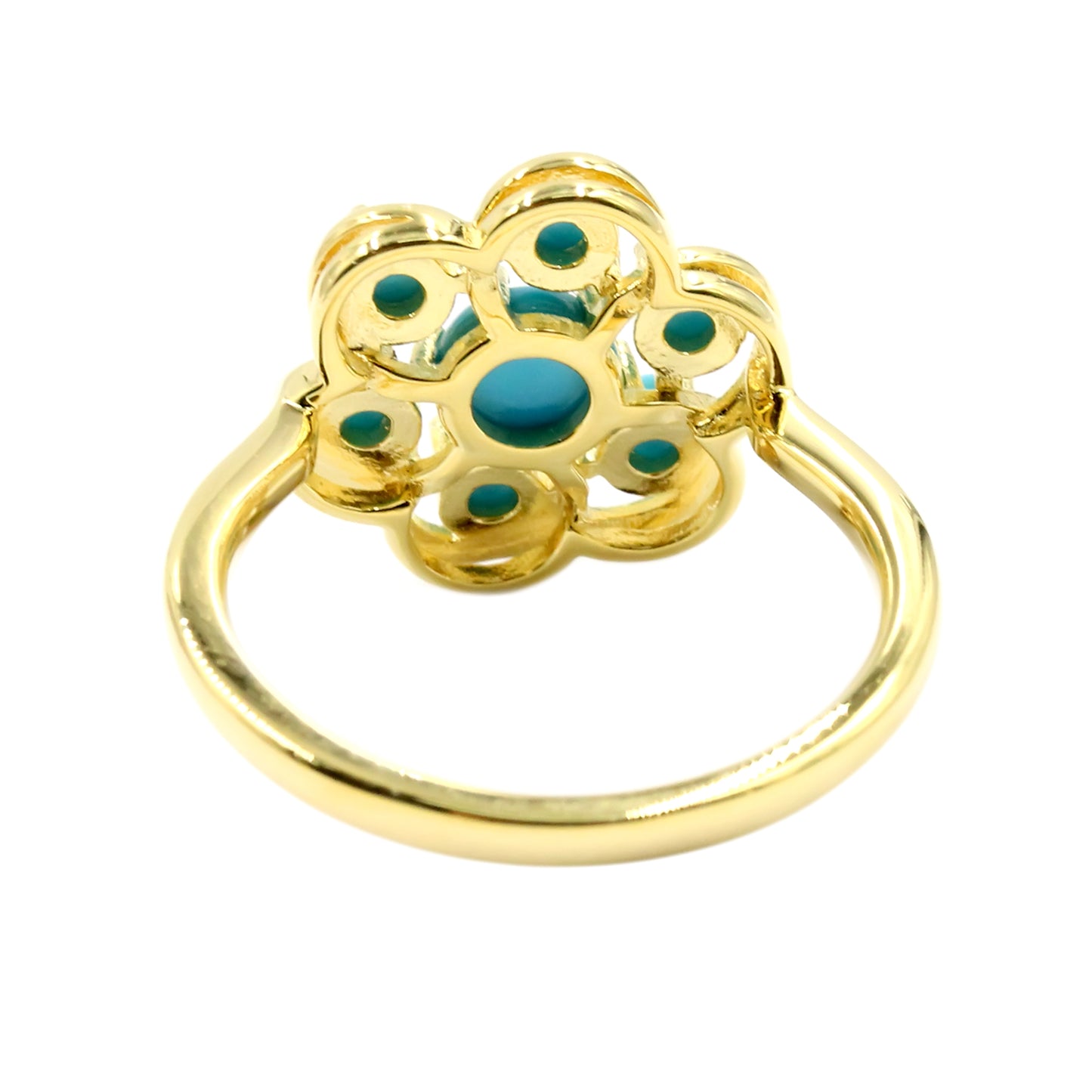 Sterling Silver Sleeping Beauty Turquoise Round Cluster Ring