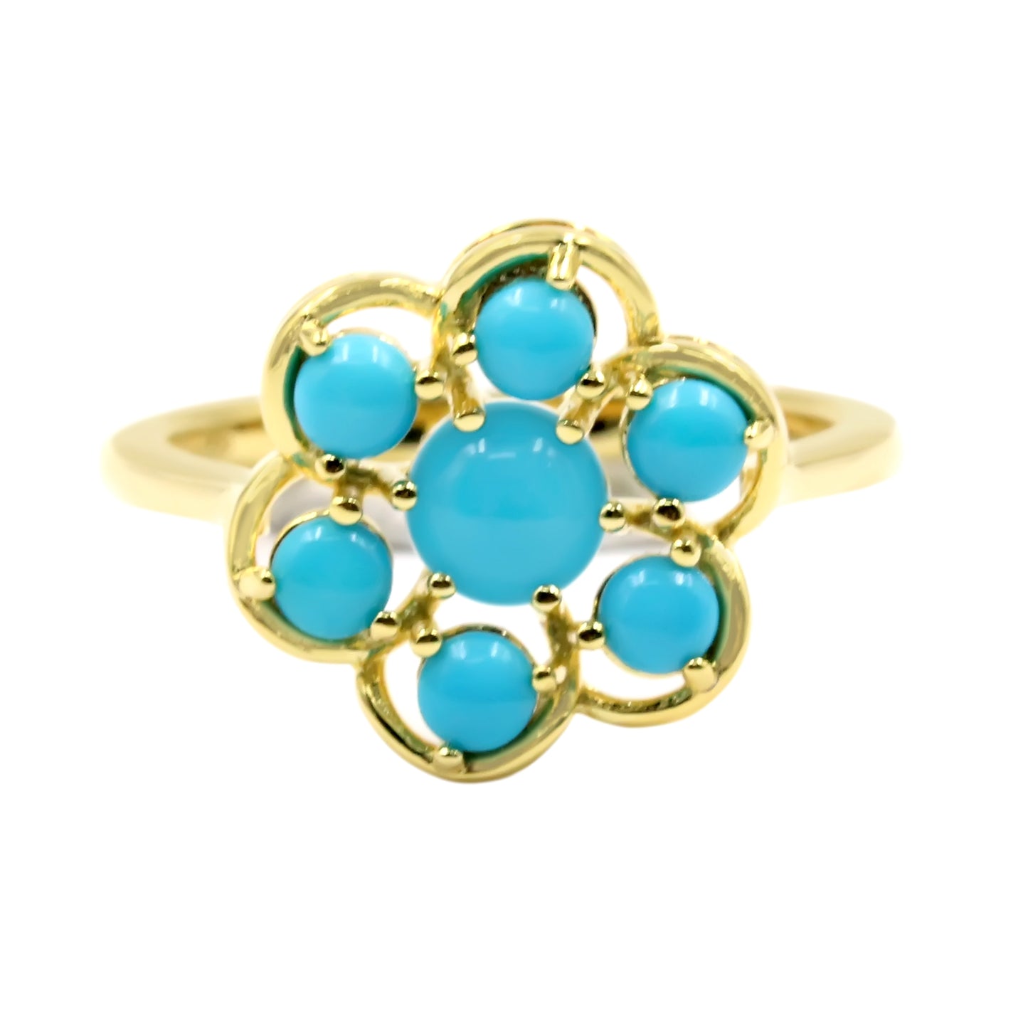 Sterling Silver Sleeping Beauty Turquoise Round Cluster Ring