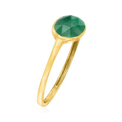 Gilded Lane 14K Gold 8x6mm Sakota Emerald Solitaire East-West Ring
