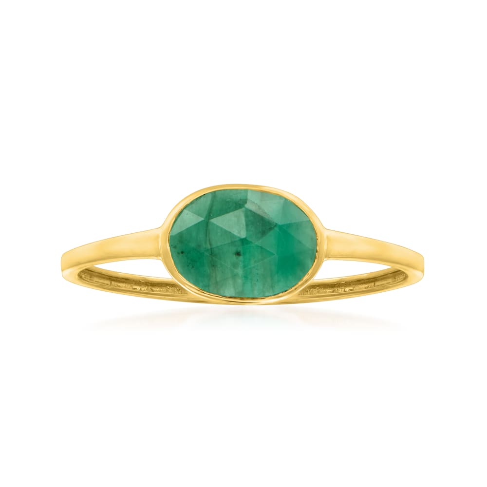 Gilded Lane 14K Gold 8x6mm Sakota Emerald Solitaire East-West Ring